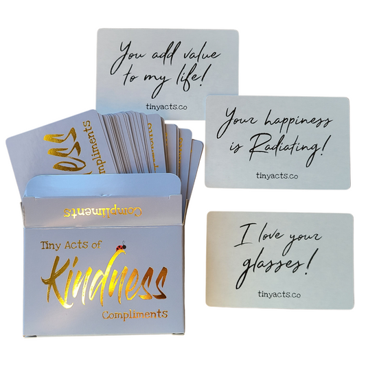 tinyacts.co, Tiny Acts of Kindness, Kindness Cards, Ladybug, Gold Font, Playing Cards, Card Deck, Tuck Box, Compliments