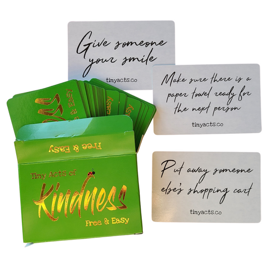tinyacts.co, Tiny Acts of Kindness, Kindness Cards, Ladybug, Gold Font, Playing Cards, Card Deck, Tuck Box, Free & Easy
