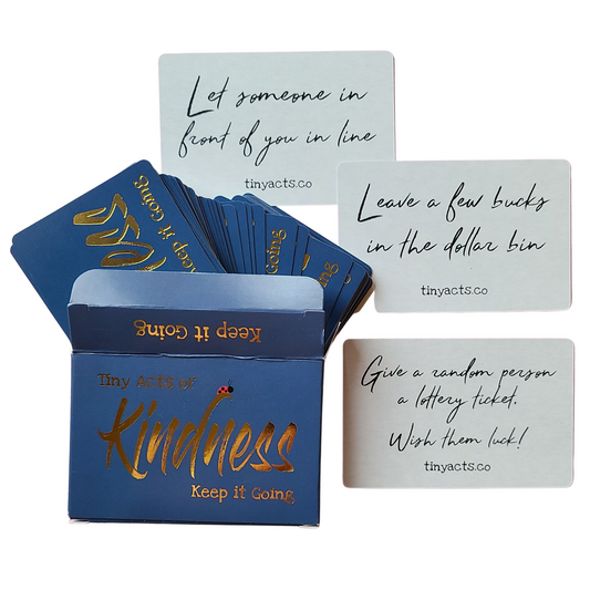 tinyacts.co, Tiny Acts of Kindness, Kindness Cards, Ladybug, Gold Font, Playing Cards, Card Deck, Tuck Box, Keep it Going